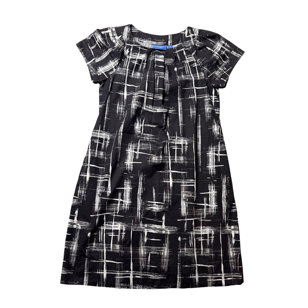 Simply Vera Vera Wang Black White Abstract Grid Cotton Shift Dress Small